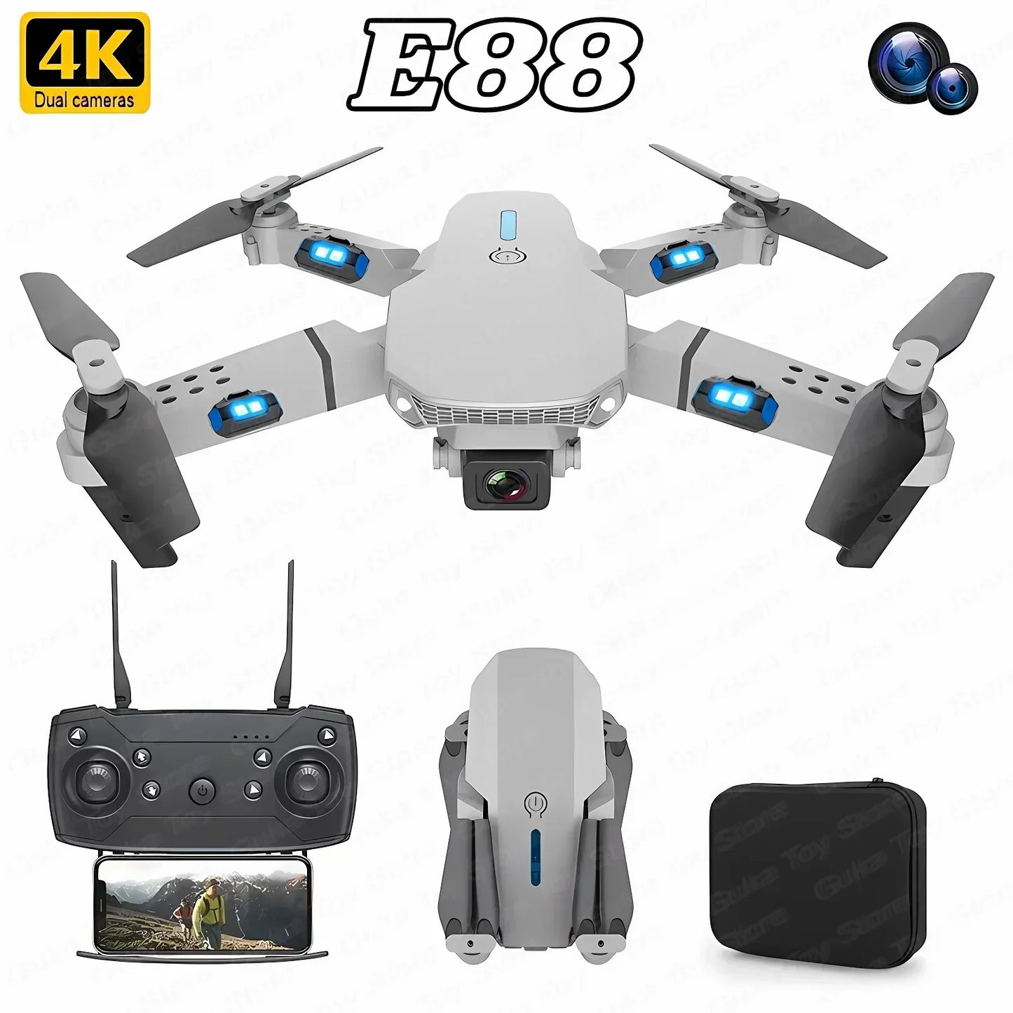 AeroSnap E88 4K - WIFI FPV, HD 4K Camera, Altitude Hold